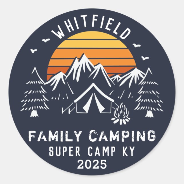 Camping für den Familienurlaub Runder Aufkleber (Vorderseite)