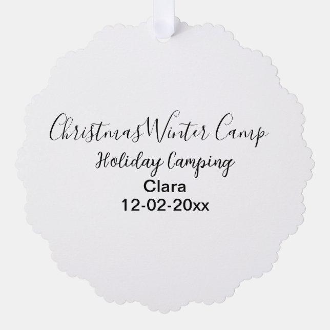 Camping für Winterurlaub Ornament Karte (Vorderseite)