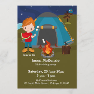 Camping-Geburtstagsjunge Einladung