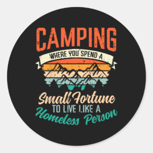 Camping Geldverschwendung Lustiger Humor Camper Mä Runder Aufkleber