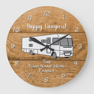 Camping Generic Class A wood Design Large Clock Große Wanduhr