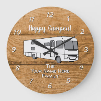 Camping Generic Class A wood Design Large Clock Große Wanduhr