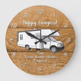 Camping Generic Class C wood design Large Clock Große Wanduhr