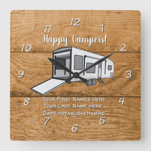 Camping Generic Toy Hauler Holzdesign Quadratische Wanduhr