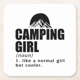 Camping Girl Campfire Camper Zelt Geschenkideen Rechteckiger Pappuntersetzer