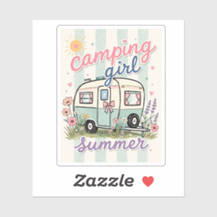 Camping Girl Sommer-Trip Aufkleber
