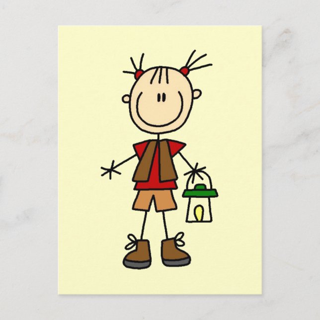 Camping Girl with Lantern Tshirts and Gifts Postkarte (Vorderseite)