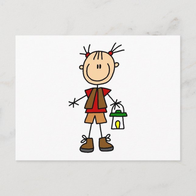 Camping Girl with Lantern Tshirts and Gifts Postkarte (Vorderseite)