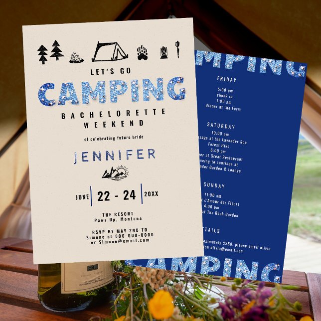 Camping Glam Denim Diamonds Bachelorette Weekend Einladung (Von Creator hochgeladen)