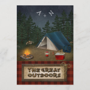 Camping, Glamping, pêche, invitation de mariage de