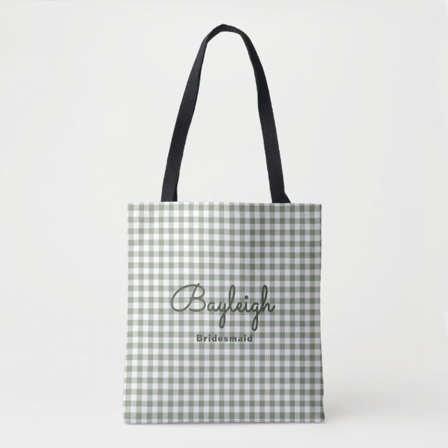 Camping Green Checkered Bridesmaid Tasche (Vorderseite)