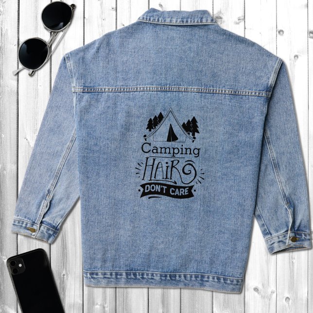 Camping Hair kümmert sich nicht Jeansjacke (Von Creator hochgeladen)