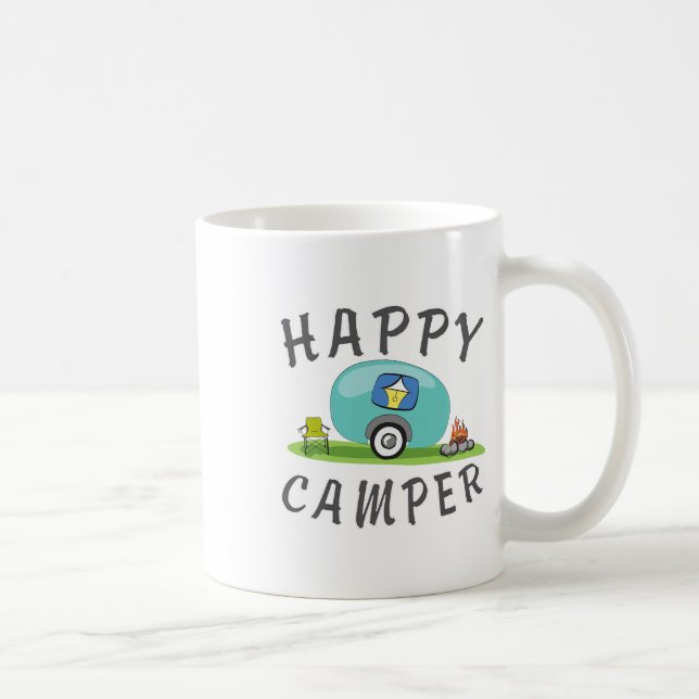 Camping - Happy Camping Anhänger Camper Tee  Kaffeetasse (Rechts)