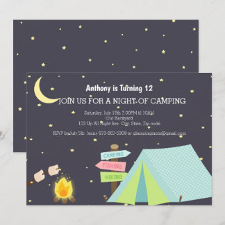 Camping heraus mit Lagerfeuer-Geburtstags-Party Einladung
