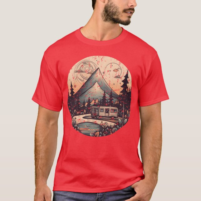 camping hiking sunset Retro Modern Style grunge bo T-Shirt (Vorderseite)