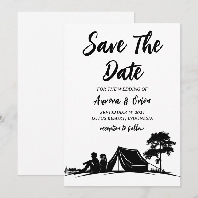 Camping Hochzeit speichern Sie die Datumskarten Einladung (Vorne/Hinten)