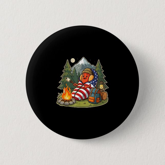 Camping-Hund lustiger Camping-Hotdog-Wurst-Camper  Button (Vorderseite)