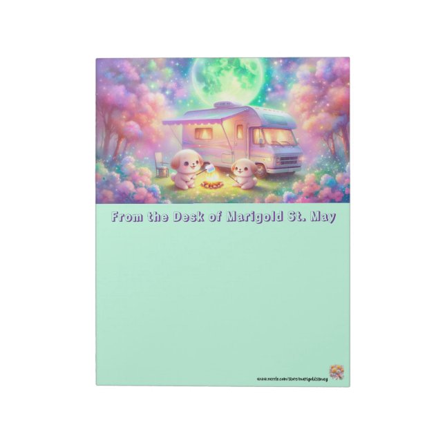 Camping-Hunde mit Smores Notizblock (Rotiert)