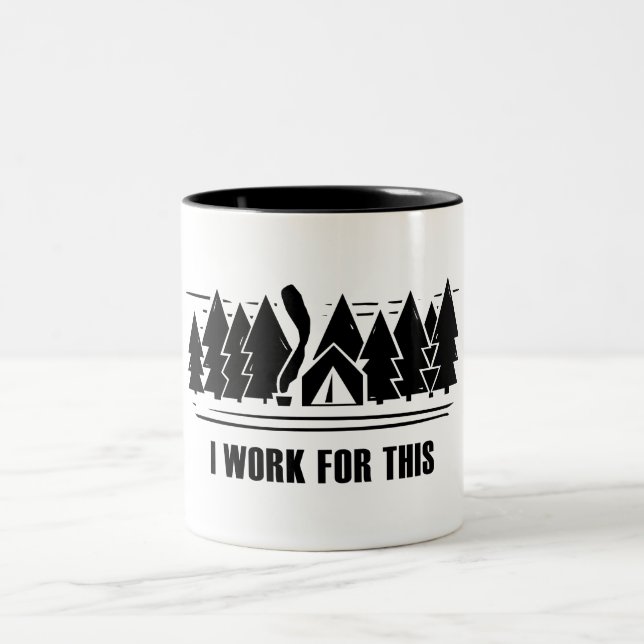 Camping, ich arbeite dafür zweifarbige tasse (Mittel)