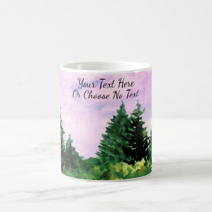 Camping im Freien Aquarellwald Sonnenuntergänge Kaffeetasse
