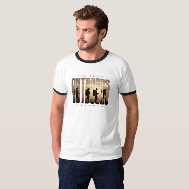 Camping im Freien | Männerklingeln T-Shirt (Vorne ganz)