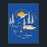 Camping in den Bergen Van Life Postkarte<br><div class="desc">Camping in den Bergen genießen die Natur ein Van Life nomad Lifestyle machen Erinnerungen, ein Leben lang halten. Erkundung der großartigen Natur in einem Wohnwagen.</div>