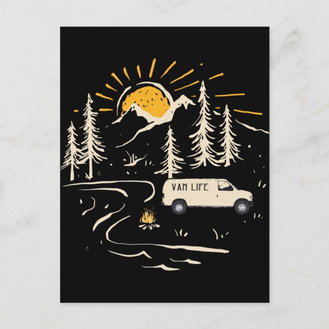 Camping in den Bergen Van Life Postkarte (Vorderseite)