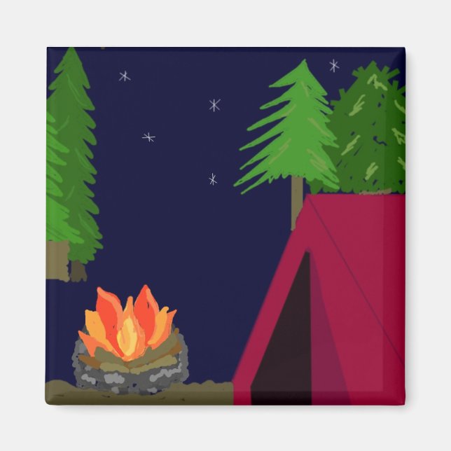 Camping in einem Zelt Magnet (Vorne)