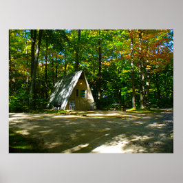 Camping in einer A-Frame-Kabine Poster