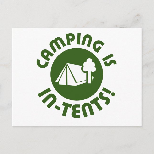 Camping in Zelten Postkarte (Vorderseite)