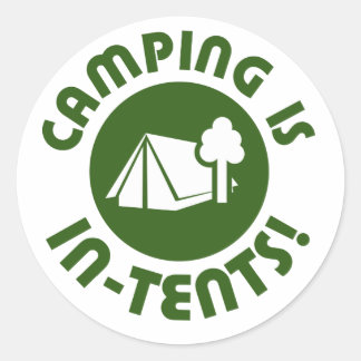 Camping in Zelten Runder Aufkleber