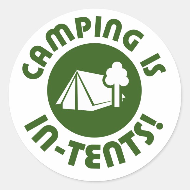 Camping in Zelten Runder Aufkleber (Vorderseite)
