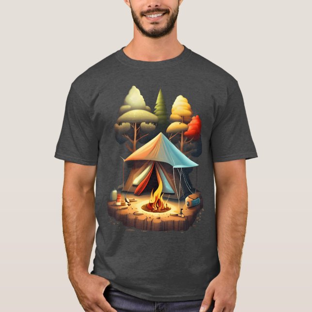 Camping Inent Design Mädchen T-Shirt (Vorderseite)
