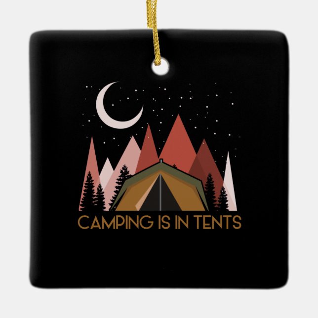 Camping ist im Zehnten Camping Keramikornament (Vorderseite)