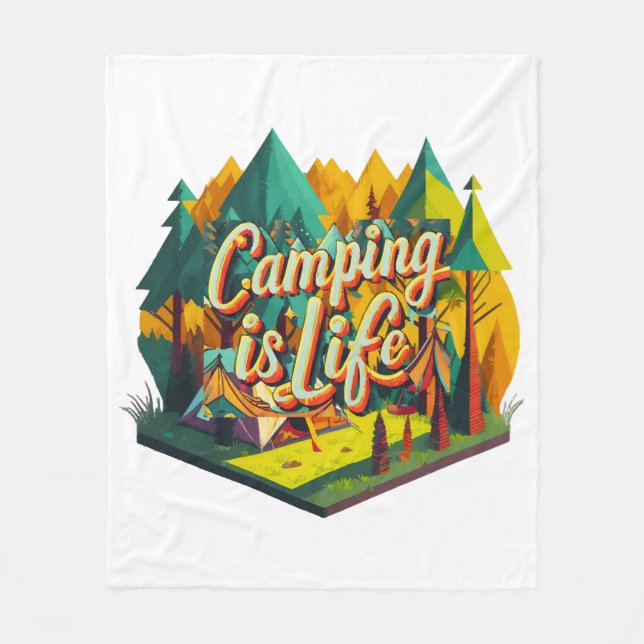 Camping ist Leben Fleecedecke (Vorderseite)