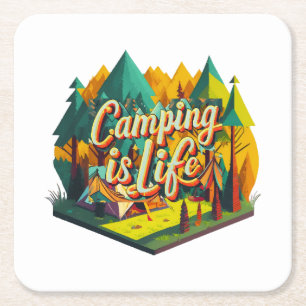 Camping ist Leben Rechteckiger Pappuntersetzer