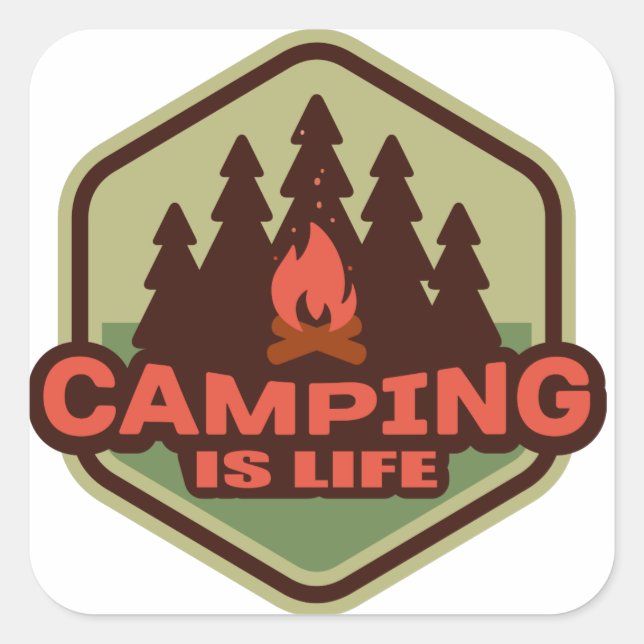Camping ist Lebensaufkleber Quadratischer Aufkleber (Vorderseite)