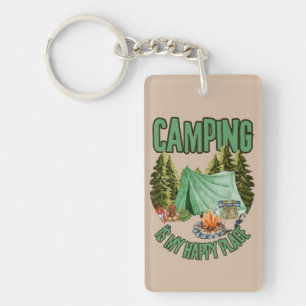 Camping ist mein glücklicher Ort, Acryl-Schlüssela Schlüsselanhänger