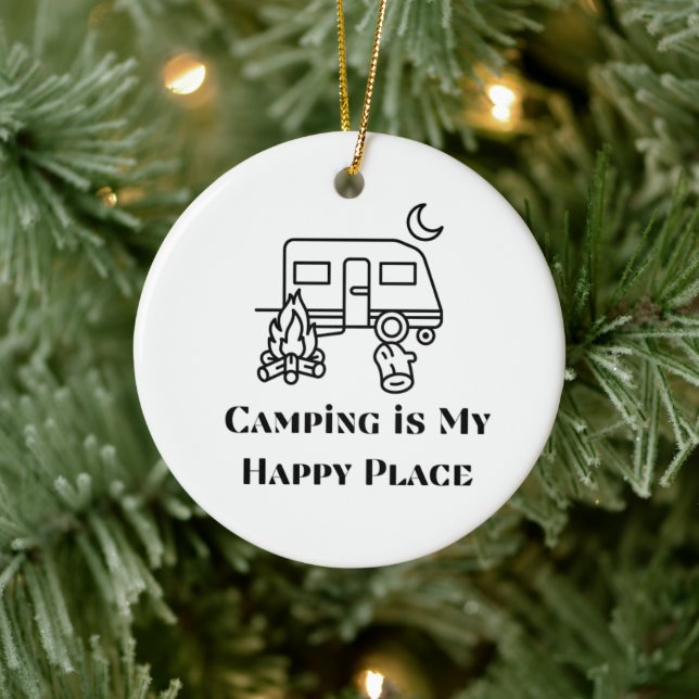 Camping ist mein glücklicher Ort Keramik Ornament (Baum)