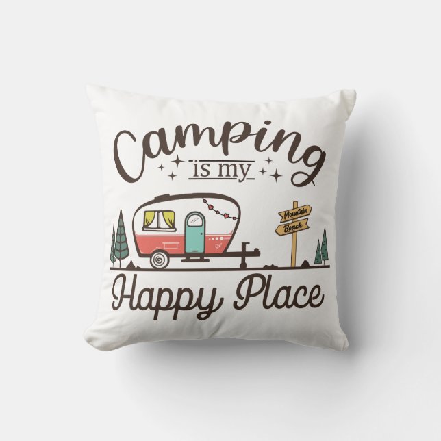 Camping ist mein glücklicher Ort Kissen (Vorderseite)