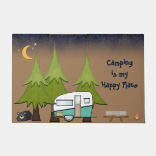 Camping ist mein glücklicher Ort Personalisiert R Fußmatte