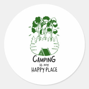 Camping ist mein glücklicher Ort Runder Aufkleber