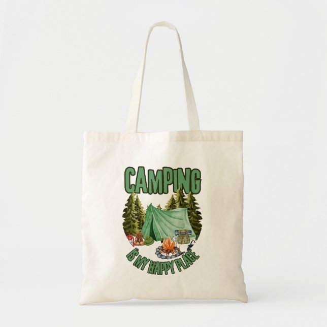 Camping ist mein Happy Place - Happy Camping Tasch Tragetasche (Vorne)