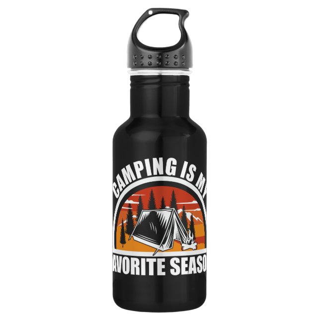 Camping ist mein Lieblingsslogan Edelstahlflasche (Vorderseite)
