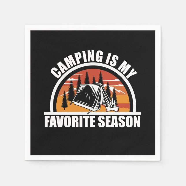 Camping ist mein Lieblingsslogan Serviette (Vorderseite)
