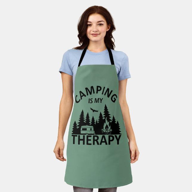 Camping ist mein Therapiewitterungsmotto Schürze (Getragen)