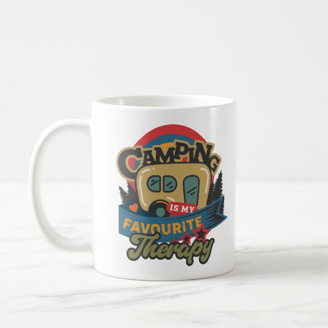 Camping ist meine Lieblingstherapie Kaffeetasse (Links)