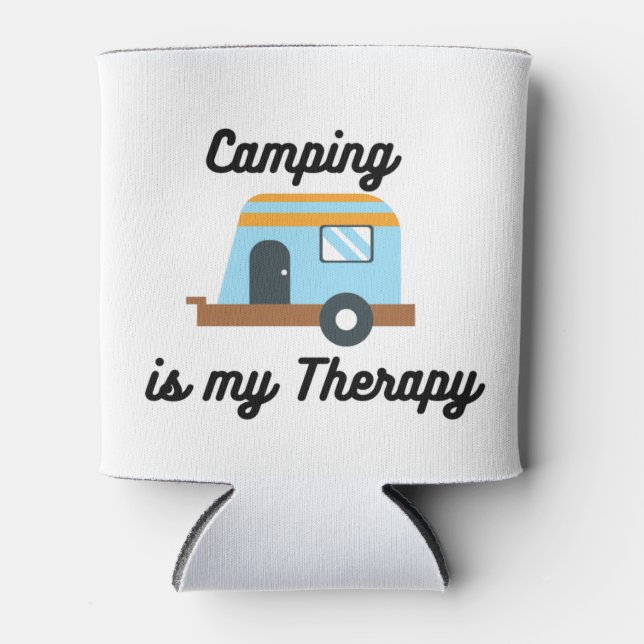 Camping ist meine Therapie auf einem Can Cooler Dosenkühler (Vorderseite)