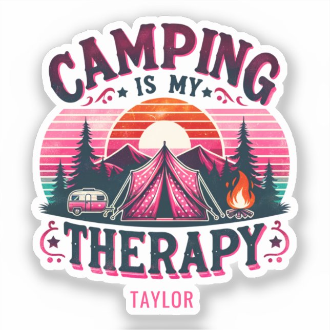 Camping ist meine Therapie Aufkleber (Vorderseite)