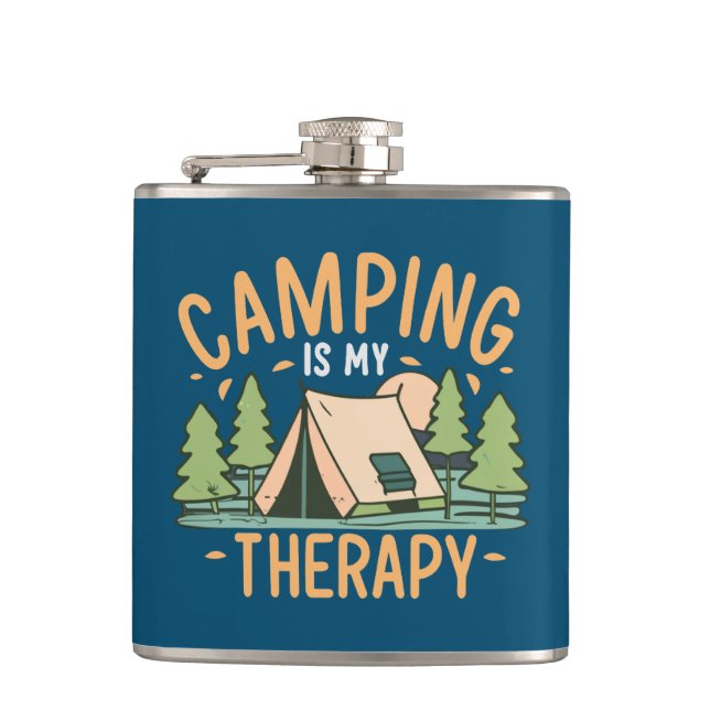 Camping ist meine Therapie Flachmann (Vorderseite)